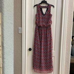 Banana Republic Red and Black Maxi Dress/elastic waist Size 10